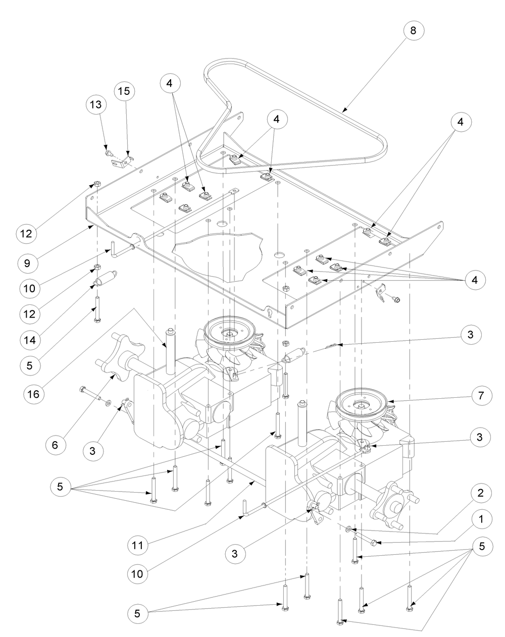 Drive Train Assembly Diagram and Parts List for Z-FORCE48 53AA5B6V-53AA5B6V710 Cub Cadet Lawn Tractor